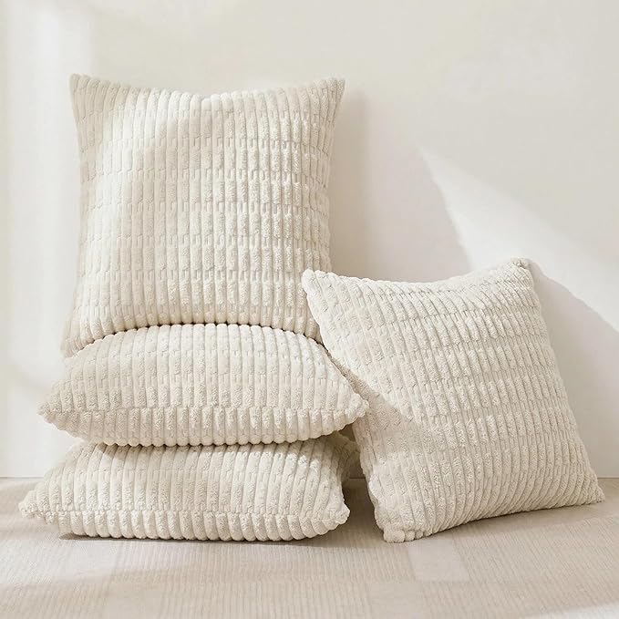Fancy Homi 4 Packs Boho Cream Decorative Throw Pillow Covers 16x16 Inch - Image 2