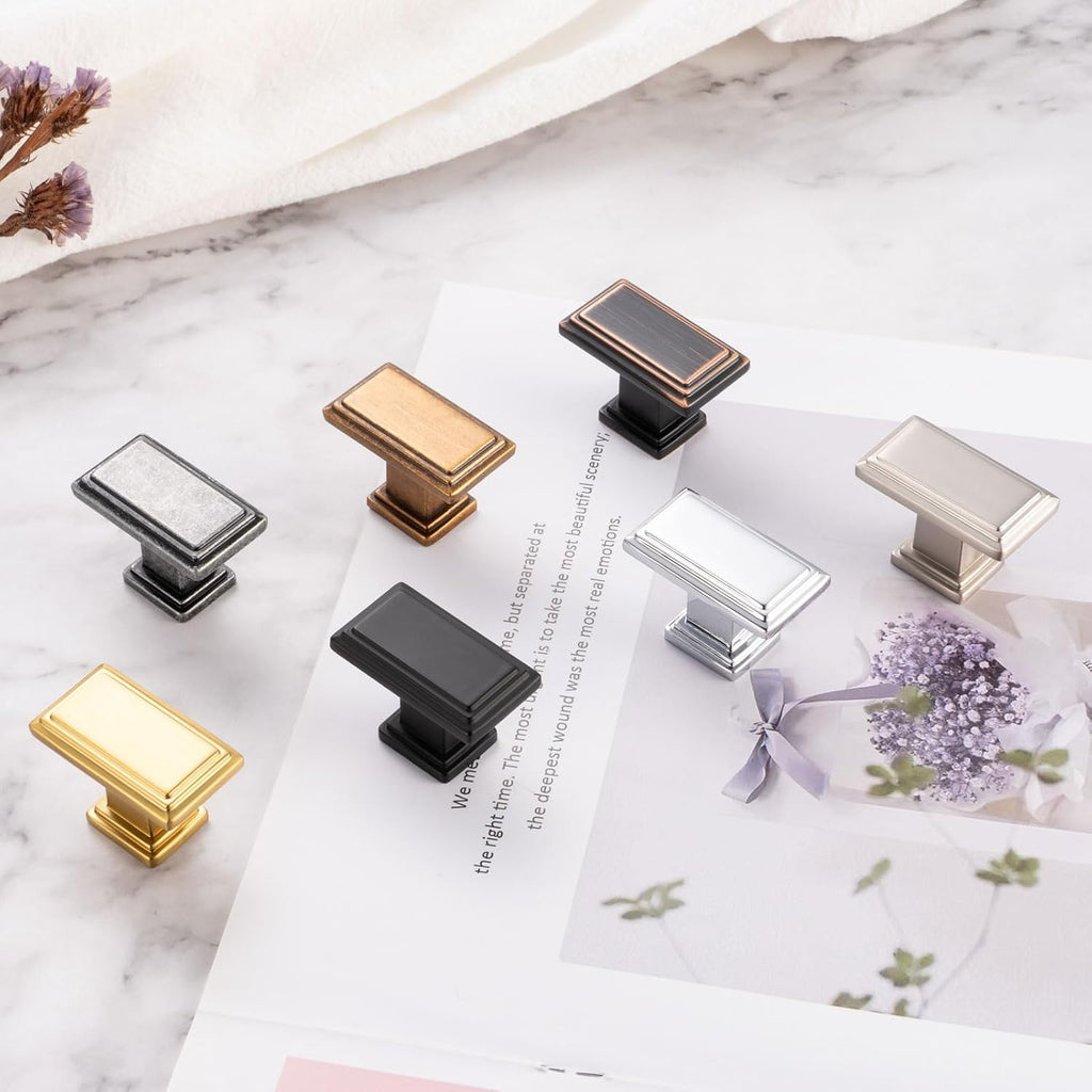 Rectangular Oil Rubbed Bronze Cabinet Knobs 1-1/2 Inch 10 Pack K2206