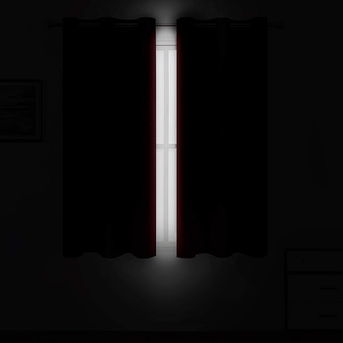 LEMOMO Red Blackout Curtains 42 x 54 Inch Length Set of 2 Panels Grommet - Image 3