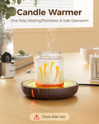 HouseGem Large Candle Warmer Plate - Coffee Cup Mug Warmer for Desk, Candle Melter, Electric Mug Heater for Beverages, Milk & Tea, Coffee Accessories Ideal Gifts Keep Cup Warm (Brown)