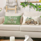 AVOIN colorlife Bless Our Home Farmhouse Eucalyptus Leaves Throw Pillow Covers - Image 3