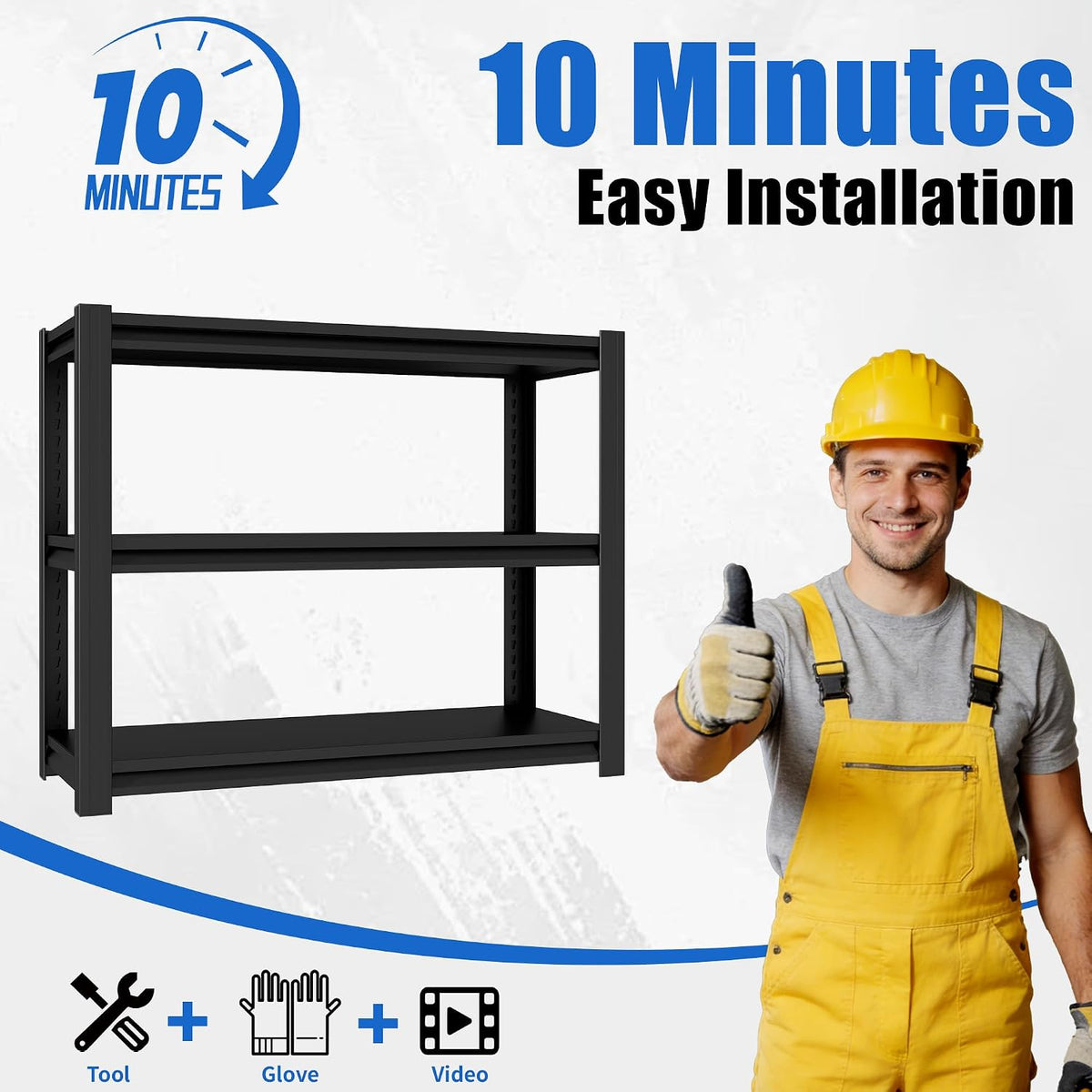 3 Tier Garage Shelving Heavy Duty,Adjustable Storage Shelves Unit