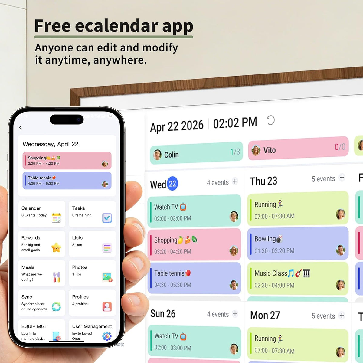 32"Digital Calendar Smart Calendar Electronic Calendar for Wall