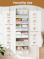 Criusia Over The Door Organizer, Heavy-Duty 6-Shelf Hanging Storage with 13 Mesh Pockets, 55lbs Capacity Behind The Door Storage for Nursery, Bathroom, Bedroom, and Dorm, Grey