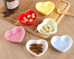 WHJY White Love Heart Shaped Ceramic Side Dish Bowl, Contemporary Porcelain Side Dishes Bowl, Seasoning Dishes Soy Dipping Sauce Dishes for Wedding Birthday Party- Set of 6