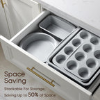 CAROTE 7-Piece Baking Pans Set, Nonstick Bakeware Sets, Gray & Blue
