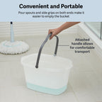 Casabella Cleaning Bucket Rectangular for Mopping or Storage with Handle and Built-In Pour Spouts, 4-Gallon, Clear