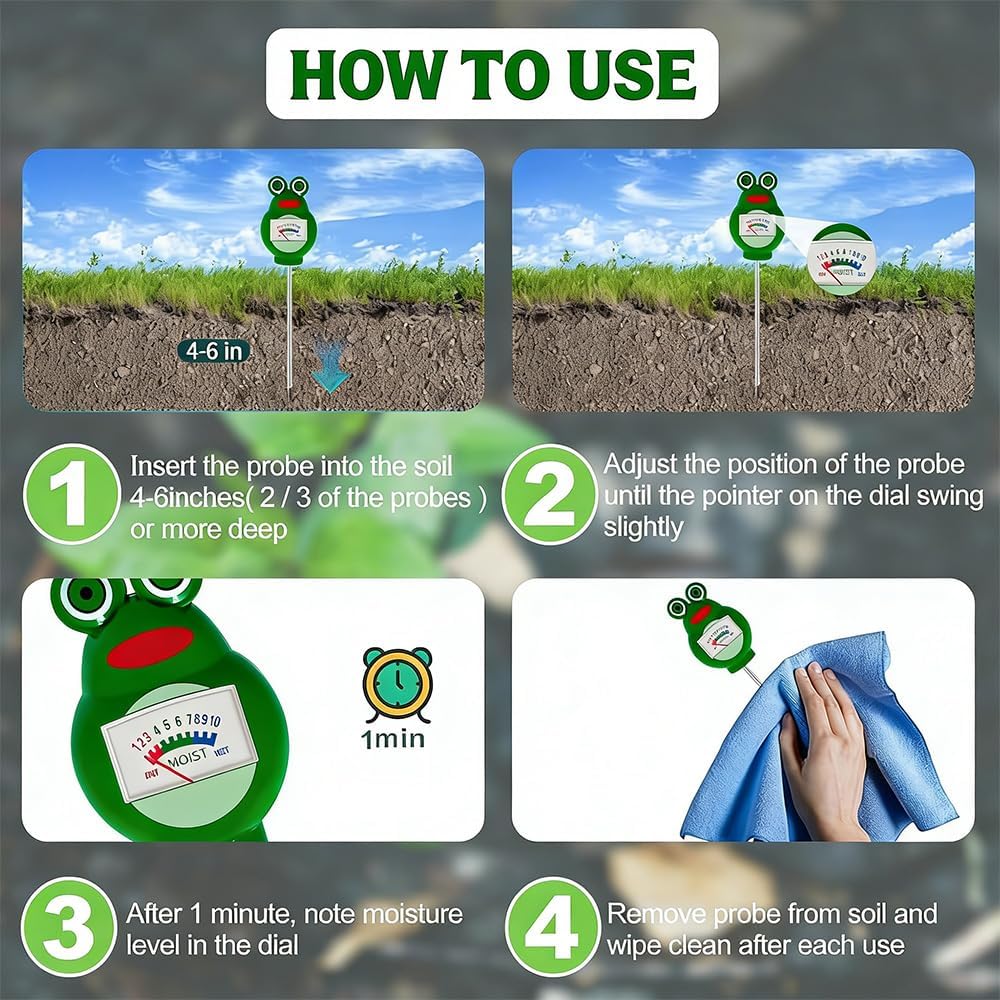 Soil Moisture Meter for House Plants, Hygrometer Moisture Sensor Soil Test Kit, Plant Water Meter for Farm, Lawn Indoor & Outdoor Use, Gardening Gifts for Plant Care (RED+Green)