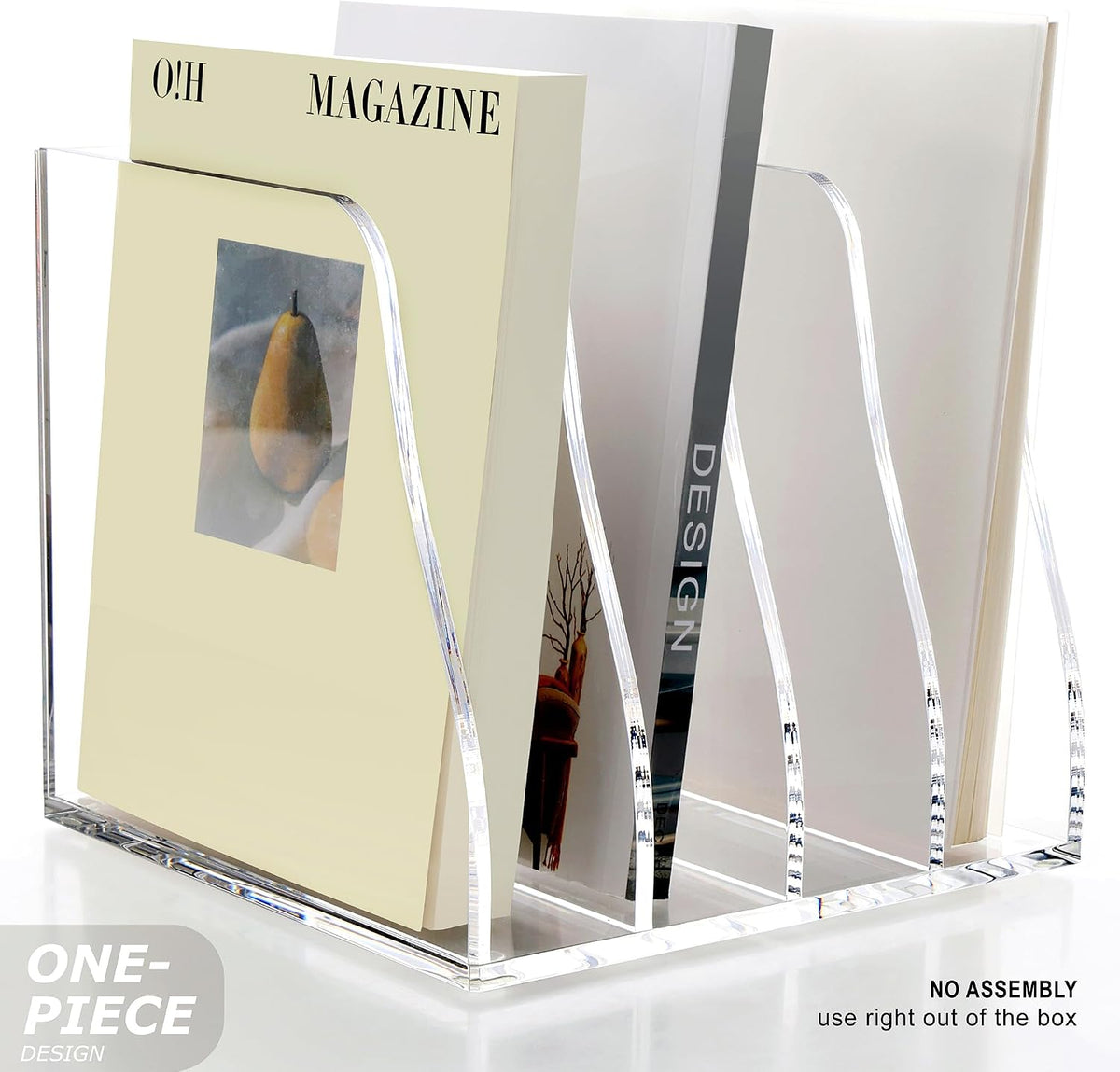 SANRUI Acrylic Desk File Organizer, Clear Magazine File Holder 4 Slot