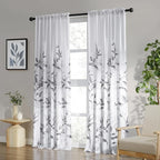 HOMEIDEAS Non-See-Through Light Grey and White Privacy Sheer Curtains 52 X 96 by HOMEIDEAS