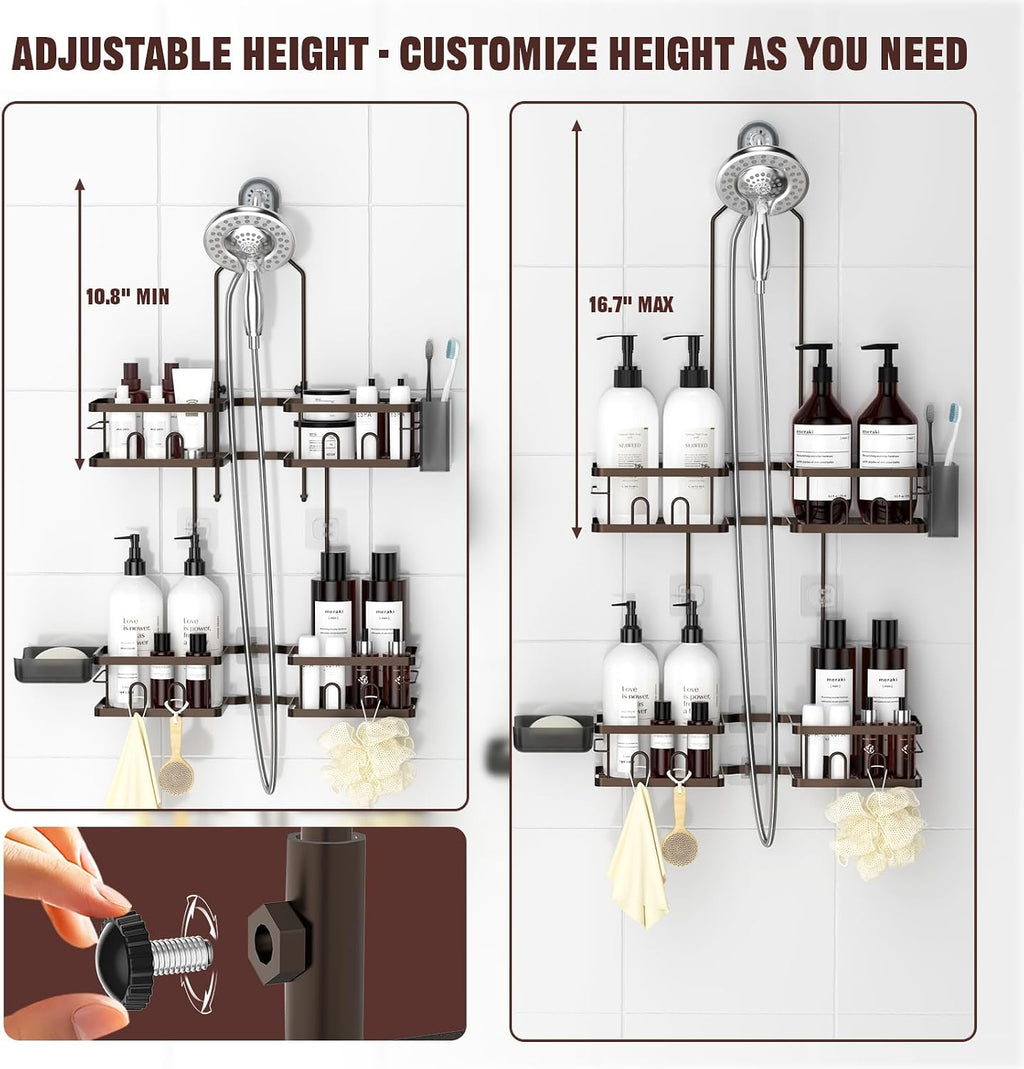 Adjustable Shower Caddy Hanging for Handheld Showerheads, Bronze
