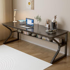 OSCHF 71-Inch Extra Long Desk with Storage Shelf, Warm White