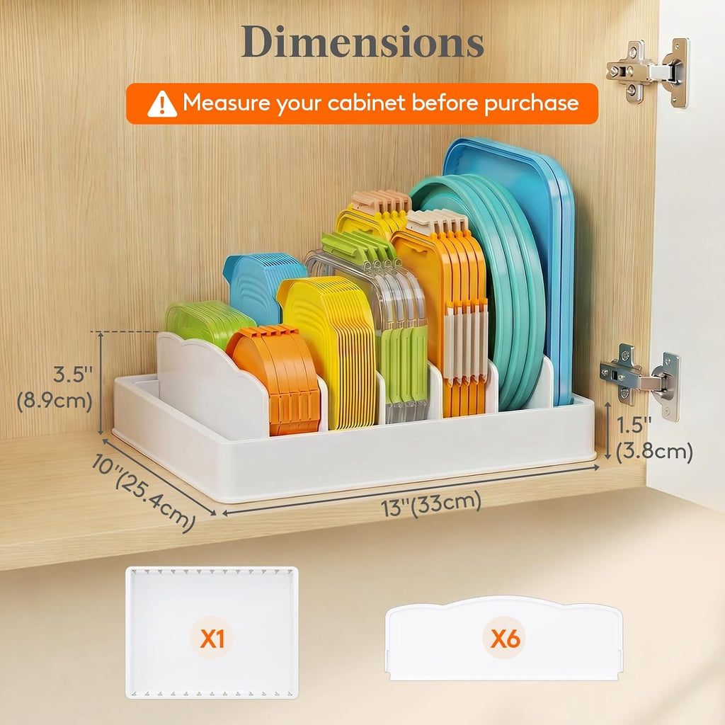 Lifewit Kitchen Cabinet Organizer for Food Contanier Lid with 7 Sections