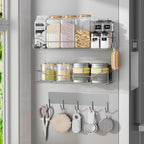 Magnetic Spice Rack for Refrigerator, 4 Pack Metal Strong Magnet Spice Organizer Shelves, Magnetic Fridge Shelf for Kitchen Seasoning Organizer Gadgets, Home Organization and Storage (White)