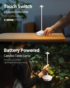 Modern Cordless Table Lamp Set of 2, White Portable LED Desk Lamps
