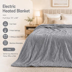 LUXIAN Electric Heated Blanket,Flannel,Full 72x84in,Grey, Thanksgiving