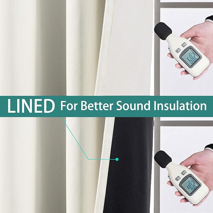 Yakamok 100% Cream Blackout Curtains - Image 4