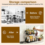 Coffee Bar Organizer, Kitchen Counter Organizer, Wood Coffee Bar Shelf