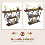 HavenlyYouth Leaf Design Console Table for Entryway, 3-Tier Storage, 30mm Thick Industrial Metal Frame, Easy-to-Assemble Narrow Accent Table, Space-Saving for Hallway, Entrance, Foyer.Walnut