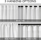 Nanspring White Curtains 72 Inch Length 2 Panels Set - Image 3