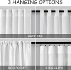 Nanspring White Semi Sheer Linen Curtains 72 inch Length - Image 3