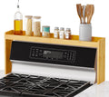 SpaceAid Bamboo Over the Stove Spice Holder Shelf, 31.5" Kitchen Organizer Stove Spice Top Rack, 11.6" Height Countertop Storage, Over Oven Back Sink Organization Shelf, Natural