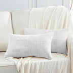 Fancy Homi 2 Packs White Long Lumbar Decorative Throw Pillow Covers 12x24 Inch by Fancy+Homi