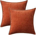 MIULEE Pack of 2 Couch Throw Pillow Covers 18x18 Inch Rust Farmhouse Decorative - Image 6