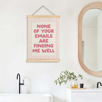 SAFDSGFDB Funny Pink Striped Office Wall Art Poster, None of Your Emails Are Finding Me Well Wall Decor for Workplace Home Office, Work Humor Gifts for Coworker Friend, 12x16 in