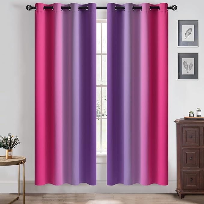 Yakamok Ombre Pink and Purple Curtains - Image 2