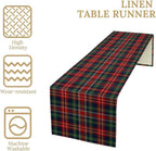 Christmas Plaid Table Runner, Red Green Checkered Tartan Style Print Seasonal Table Runner for Kitchen Dinning Coffee Table Decor Home Party Holiday, 13x90 Inch