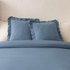 Foindtower Linen Fringe Ruffle Throw Pillow Covers 20×20 Inch Coronet Blue