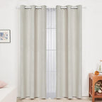 Deconovo Beige Blackout Curtains, Room Darkening Curtain, Thermal Insulated - Image 2