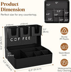 Lifewit 2-tier Coffee Station Organizer, 10 Compartments, Black, Plastic