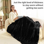 HIMEET Black Ribbed Queen Size Blanket - Image 3
