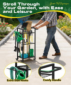 Garden Tool Organizer with Wheels, Yard Tower Rack, Black