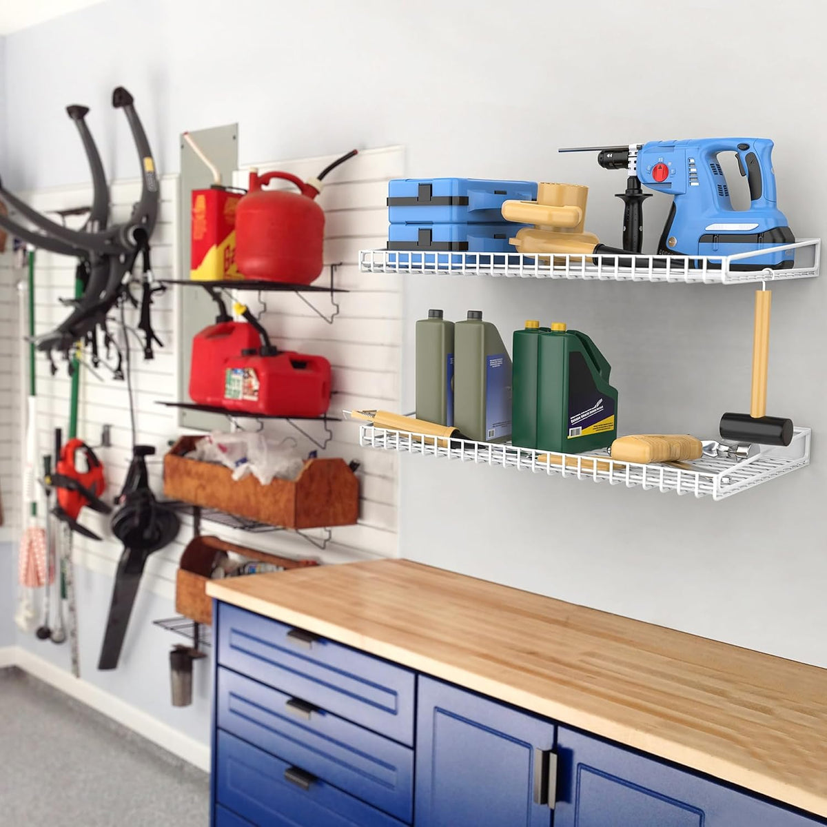 WALMANN 2-Pack Garage Wall Shelf, 23.5" x 12" Wall-Mounted Storage Shelves