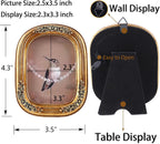 SIKOO 2.5x3.5 Mini Vintage Picture Frames Antique Small Picture Frame Table Top and Wall Mount Display Embossed Floral Antique Home Decor, Bronze Gold