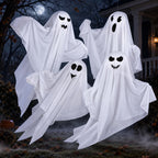 Kiddokids 4 Pack Halloween Hanging Ghost Decorations, 27.5" Light Up Spooky Floating Ghosts with Blue LED, Outdoor & Indoor Haunted House, Porch, Yard, Party Decor, Patio Lawn Garden