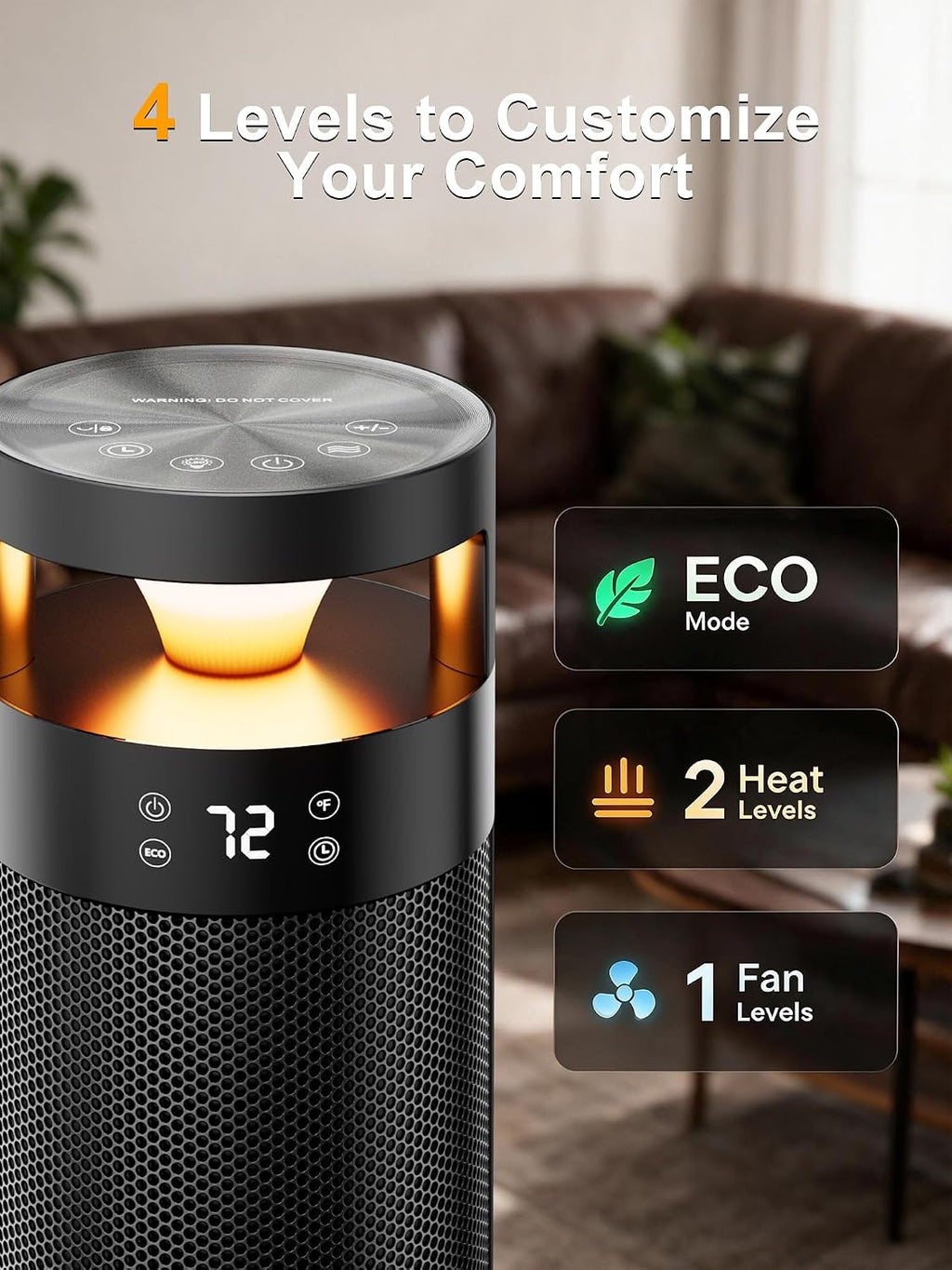 Uthfy 34'' Space Heaters for Indoor Use, 1500W Electric Heaters, 24H Timer