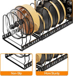 Pot and Pan Organizer Rack for Cabinet, 3 Expandable Pot Lid Organizer Holder with 12 Adjustable Compartment for Kitchen Cutting Board, Pan Lid, Cabinet Cookware Baking