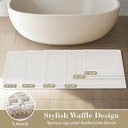 RESARE Waffle Bathroom Runner Rugs, Super Absorbent Bath Mat Non Slip Washable - Image 5