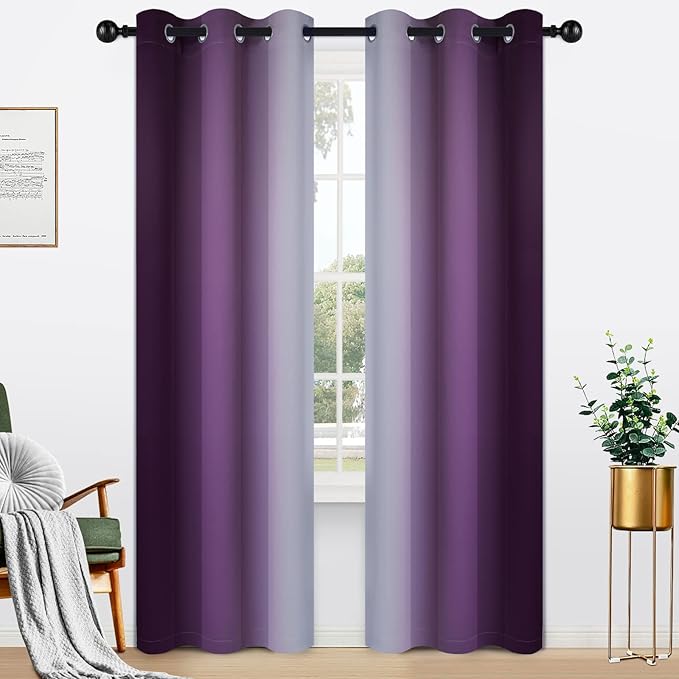 Yakamok Light Blocking Ombre Curtains, Room Darkening Grommet Window Drapes by Yakamok