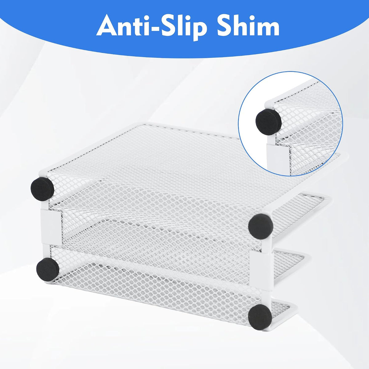 Desk Mail Organizer, Office Small Desktop Metal Mesh Envelope Letter Sorter Paper File Holder Organizer with 3 Vertical Upright Compartments, White 2 Pack