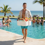 Floating Flower Tray, Single Piece, Lightweight Serving Holder for Drinks Snacks Small Items, Ideal for Summer Relaxation Outdoor Poolside Lounging Beach Parties and Gift Giving - 19.5" 12L White