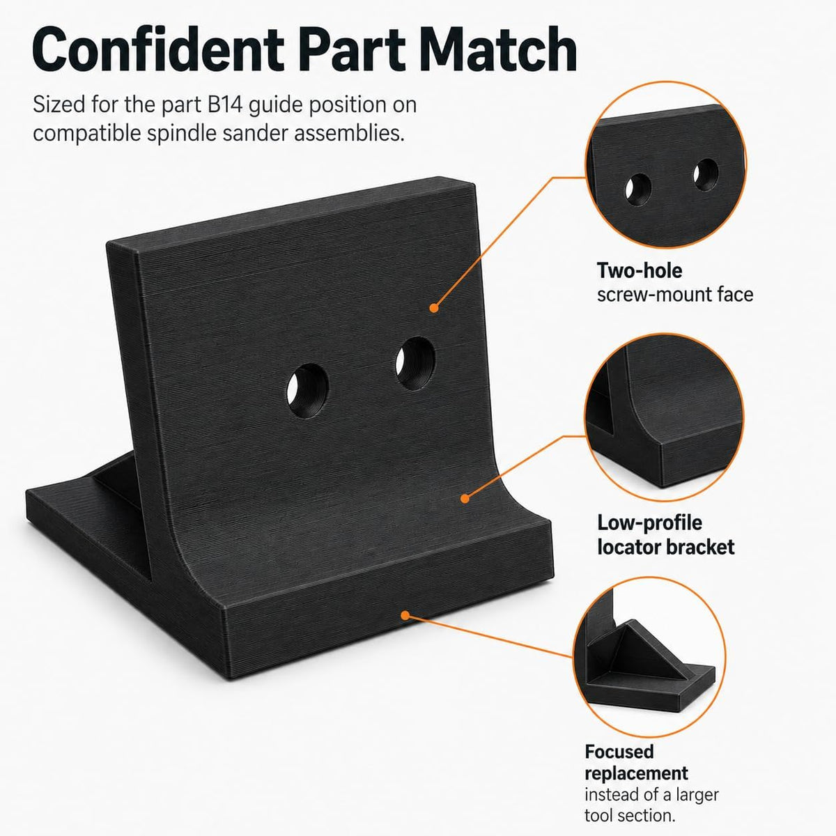 SplashNColor Location Guide Replacement Compatible with Ridgid EB44241 Spindle Sander - Screw-Mount Bracket Repair | Part B14 Locator Support for Bench Tool Maintenance
