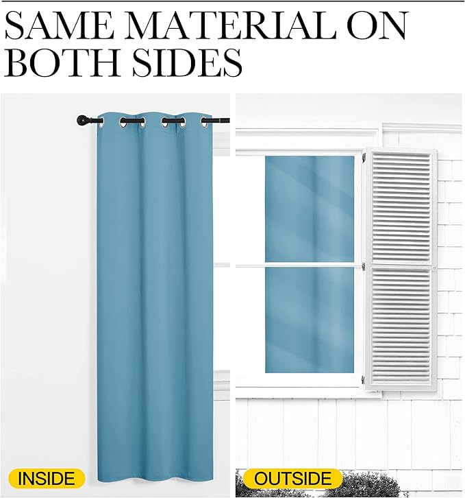 NICETOWN Teal Blue Blackout Curtains 86 inches Length - Image 5