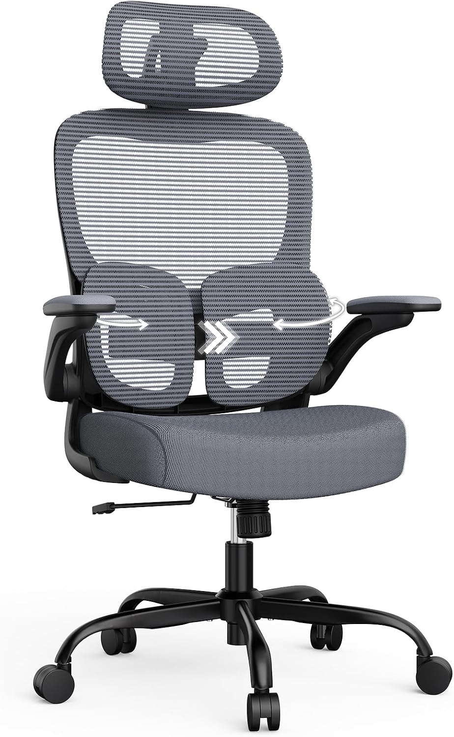 Ergonomic Office Desk Chair, Adjustable Dual Lumbar Support & Thick Seat
