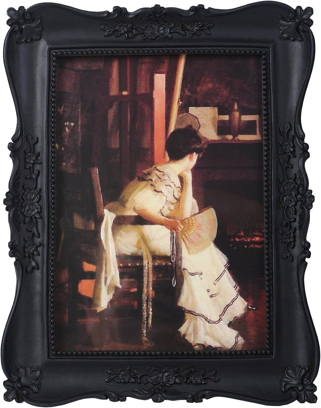 Antique Picture Frames 5x7 Vintage Ornate Gothic Picture Frames Victorian Home Decor Retro Gallery Wall Decor with Front Glass for Wall Mount and Tabletop, Black