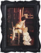 Antique Picture Frames 5x7 Vintage Ornate Gothic Picture Frames Victorian Home Decor Retro Gallery Wall Decor with Front Glass for Wall Mount and Tabletop, Black